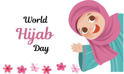 world hijab day good for world hijab day celebration. flat design. flyer design.flat illustration.