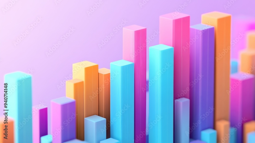 Aufkleber A 3D bar chart with stacked bars and layered colors, presenting complex financial data with a clear and engaging visual style.