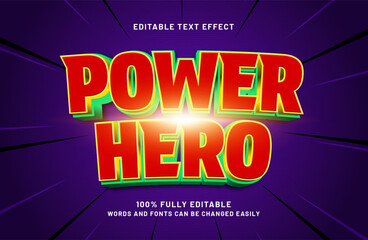 power hero editable text effect in hero and power text style