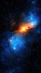 Fototapeta premium Stunning deep space image with vibrant blue and fiery orange nebulas amidst a sea of stars, depicting the cosmic beauty of the universe.