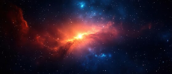 Fototapeta premium Stunning view of a distant galaxy with vibrant colors and twinkling stars, perfect for a cosmic-themed project or background.