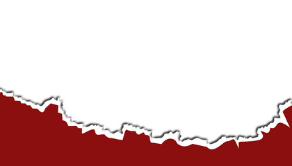 Abstract wallpaper of torn paper with red and white patterns on a transparent background. Suitable for book covers, posters, banners