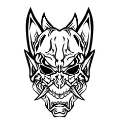 The design of the Hannya mask is typical Japanese with a transparent background. Perfect for stickers, logos or icons