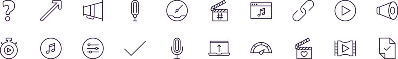 Essential signs for interface outline icons bundle. Editable stroke. Simple linear illustration for web sites, newspapers, articles book