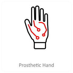 Prosthetic hand and Big data icon concept