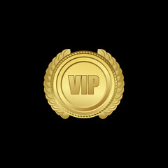 Shiny golden winner icon with laurel wreath and VIP inscription.