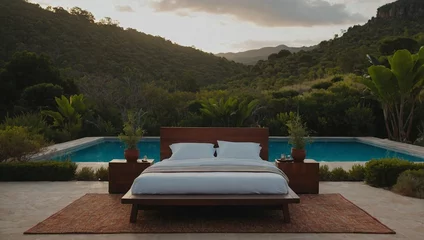 A bed outside surrounded © Sohaib