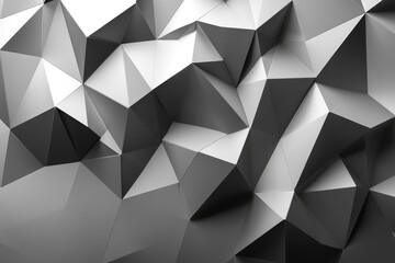Obraz premium Black white dark gray silver abstract pattern background. Geometric shape. Line triangle angle fold polygon diamond 3D. Gradient. Rough grain noise. Light shadow. Matte shimmer. Design. Minimum , ai