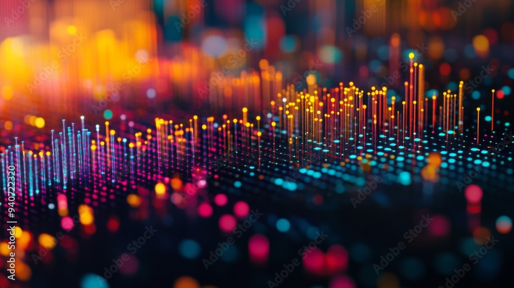 Leinwandbilder A close-up of a 3D financial heatmap with color-coded data points and intensity gradients, representing the distribution and frequency of financial metrics.