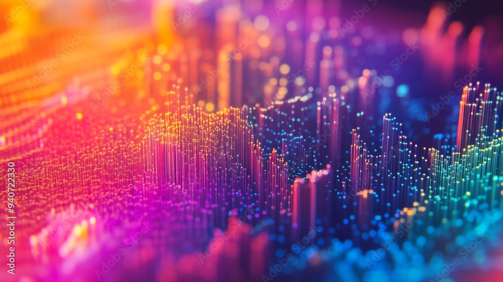 Leinwandbilder A close-up of a 3D financial heatmap with color-coded data points and intensity gradients, representing the distribution and frequency of financial metrics.