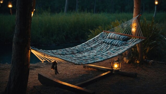 Comfortable hammock in nature tranquil