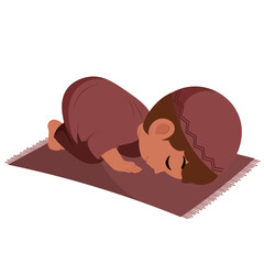 Muslim Boy Prostration in Prayer Illustration
