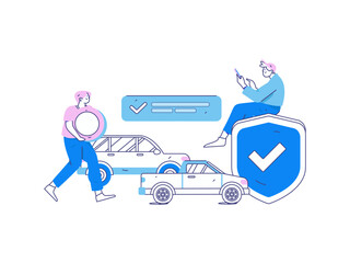 Buy insurance for car flat character vector concept operation illustration
