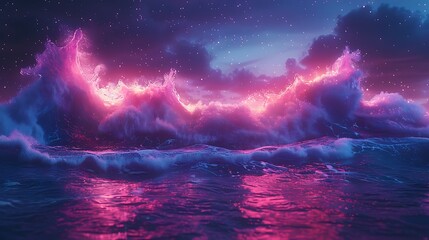 Fototapeta premium sea and neon light background