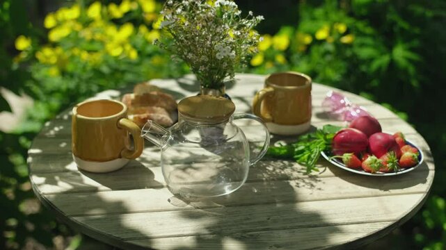 Summer tea party or outdoor breakfast. 