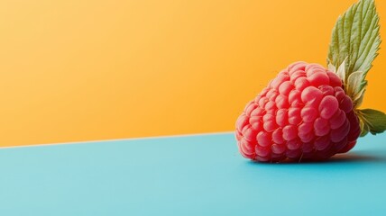 Single raspberry isolated on a bright, colorful background for emphasis.