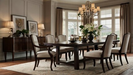  Elegant dining room table and chairs