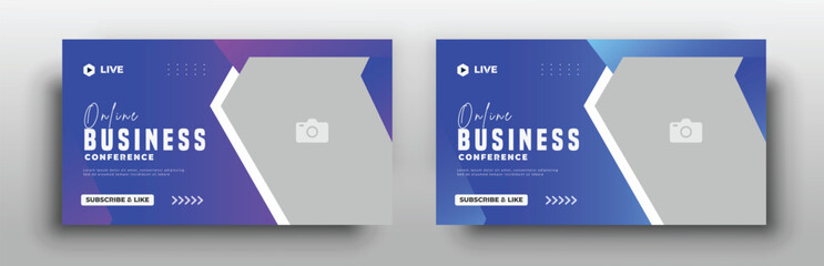 YouTube video thumbnail template of business online webinar conference template	