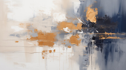 Abstract painting in blue and white , modern decoration. Abstract and minimalist oil painting background with copy space.