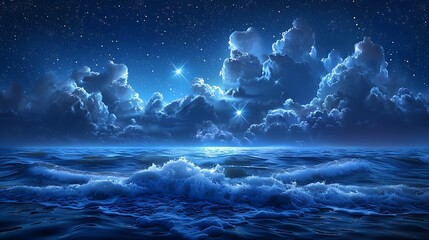 Naklejka premium sea and neon light background