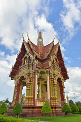 Magnificence of thai style pavillion which is a buddhist sanctuary or sacred place in the temple. Wat Mahathat Wachiramongkhon or Wat Bang Thong, Krabi Province, Thailand.
