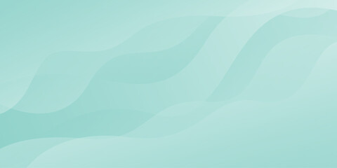 Abstract soft green curve background, turquoise green dynamic wallpaper with wave shapes. Suitable for templates, banners, presentations, ads, sales, events, web and pages