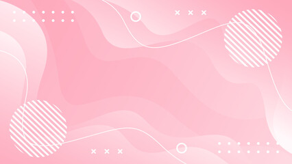 Soft pink gradient abstract wavy background with geometric shapes. Modern dynamic wallpaper. Suitable for templates, posters, sale banners, events, ads, web, and pages
