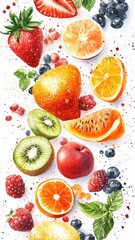 Various type of fruits and mix fruit isolated on white background,Ripe fruit and vegetables,healthy food,Include fresh organic vegetables basket on wooden floor with copy space still life.