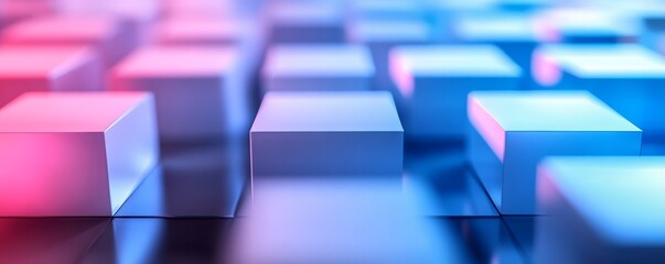 Fototapeta premium Abstract background with colorful glowing cubes.