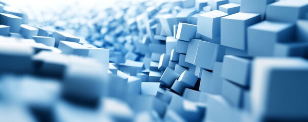 Abstract blue cubes background, modern design, technology concept.