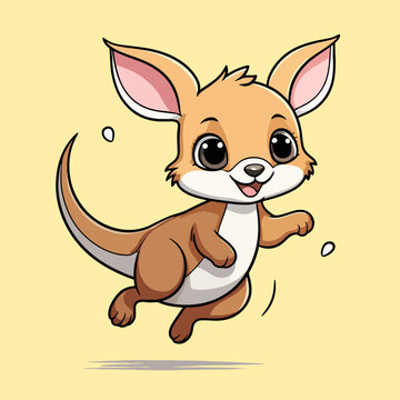 recommend clip art: Cute Cartoon Kangaroo Jumping