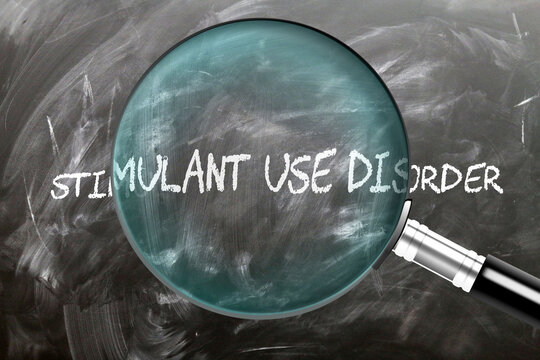 Stimulant Use Disorder - learn, study and inspect it. Taking a closer look at stimulant use disorder.  ,3d illustration