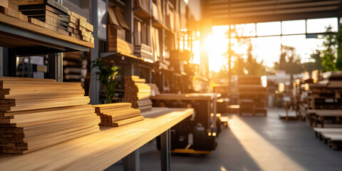modern wood processing factory . AI generative.