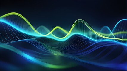 A blue and green wave pattern with a yellow line