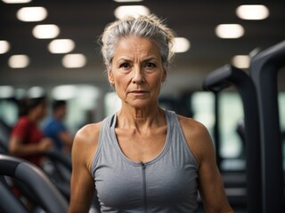 Fototapeta premium a serious senior women a gym