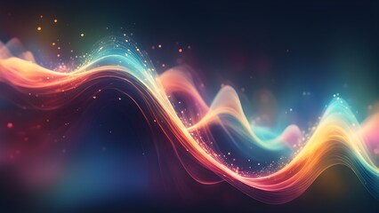 Fototapeta premium A colorful wave of light with a blue background