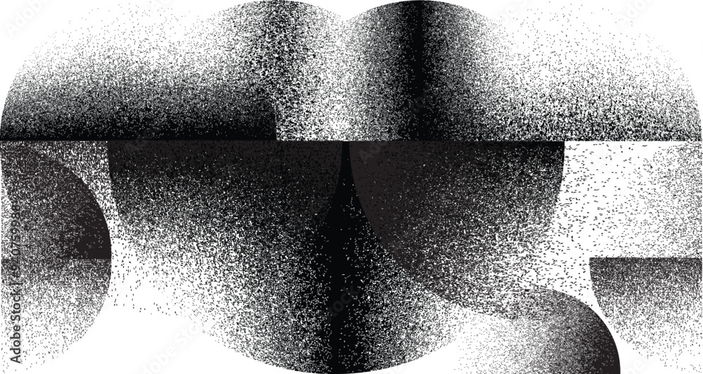 Poster sprayed black half circle form .graffiti art design . noise dispersion circle . spray effect .grunge