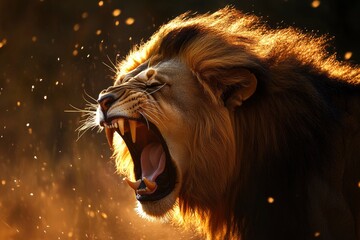 Naklejka premium Lion, Roaring, Wild Animal, Lion Angry, Wallpaper Lion, Angry Lion, King . ai