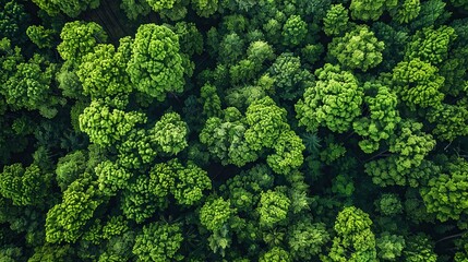 Fototapeta premium Aerial view of green forest. Top view of green trees.