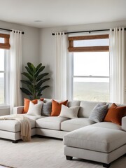 Home interior design of modern living room, home mockup, a living room filled with furniture