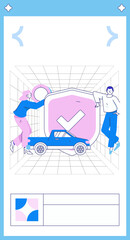 Buy insurance for car flat character vector concept operation illustration
