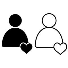 love heart person icon, eps vector illustration