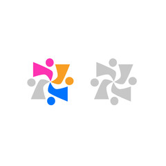 COLORFUL PEOPLE TOGETHER TEAM TEAMWORK UNION VECTOR ISOLATED ON WHITE