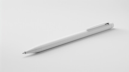 Pen Mock Up. White Pen on Desk with Blank Background for Corporate Identity Presentation