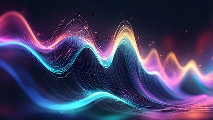 A colorful wave pattern with a blue and purple line in the middle