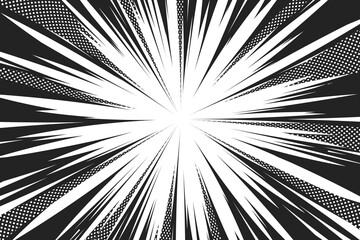 Comic book black and white speed lines background. Comic zoom lines background