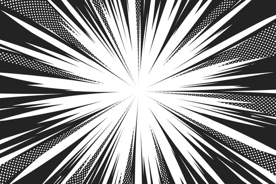Comic book black and white speed lines background. Comic zoom lines background