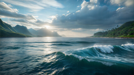 Naklejka premium Breathtaking Close-Up of Seascape Captured in Stunning Detail with Vibrant Colours