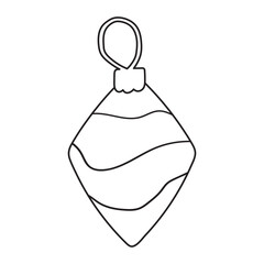 Christmas tree toy. Outline vector icon. Black color. Hand drawn design. Illustration