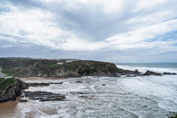 Beautiful beach in Alentejo. Zambujeira beach in Zambujeira do mar, Alentejo, Portugal.